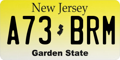 NJ license plate A73BRM