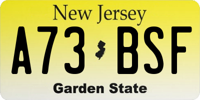 NJ license plate A73BSF