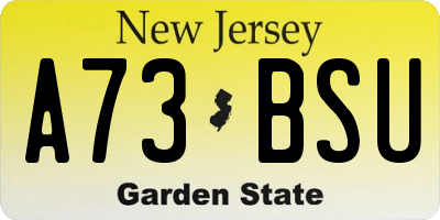NJ license plate A73BSU
