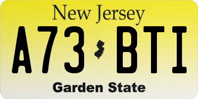 NJ license plate A73BTI