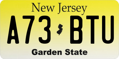 NJ license plate A73BTU