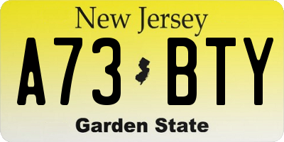 NJ license plate A73BTY