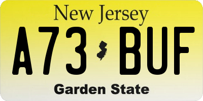 NJ license plate A73BUF