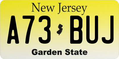 NJ license plate A73BUJ