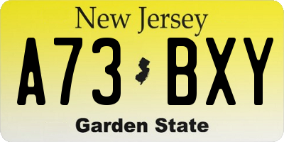 NJ license plate A73BXY