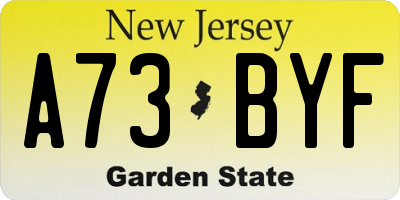 NJ license plate A73BYF