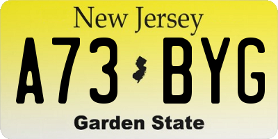 NJ license plate A73BYG