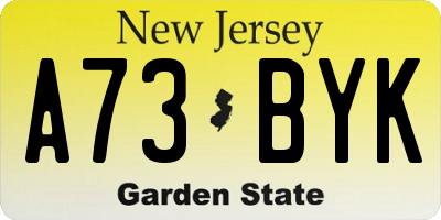 NJ license plate A73BYK