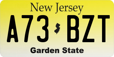 NJ license plate A73BZT
