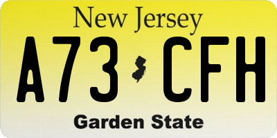 NJ license plate A73CFH