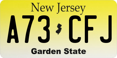 NJ license plate A73CFJ