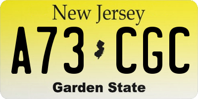 NJ license plate A73CGC