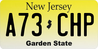 NJ license plate A73CHP