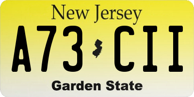 NJ license plate A73CII