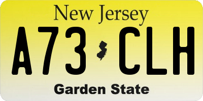 NJ license plate A73CLH