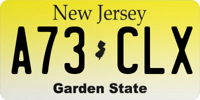 NJ license plate A73CLX