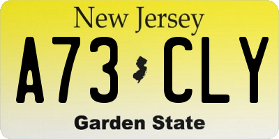 NJ license plate A73CLY