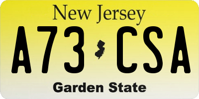 NJ license plate A73CSA