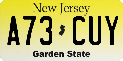 NJ license plate A73CUY