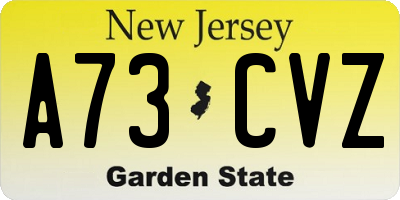 NJ license plate A73CVZ