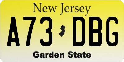 NJ license plate A73DBG
