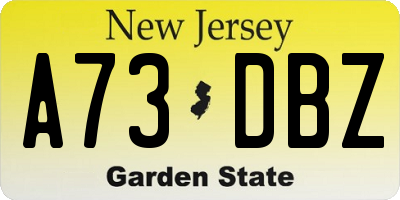 NJ license plate A73DBZ