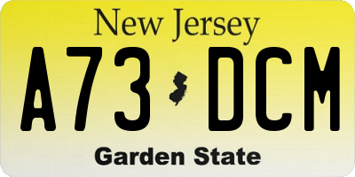 NJ license plate A73DCM