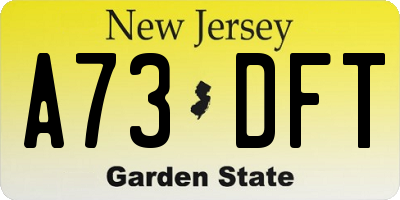 NJ license plate A73DFT