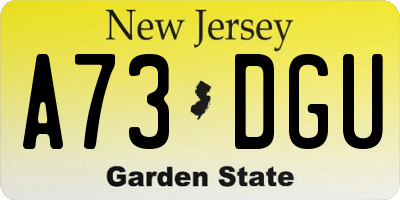 NJ license plate A73DGU