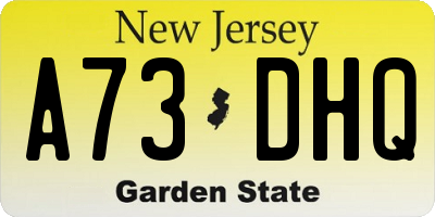 NJ license plate A73DHQ
