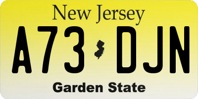 NJ license plate A73DJN