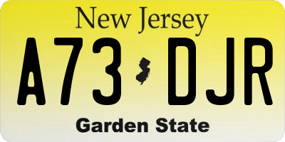 NJ license plate A73DJR