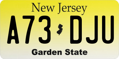 NJ license plate A73DJU
