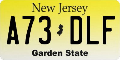 NJ license plate A73DLF