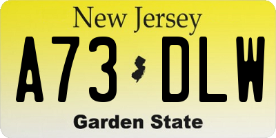 NJ license plate A73DLW