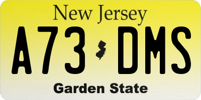 NJ license plate A73DMS