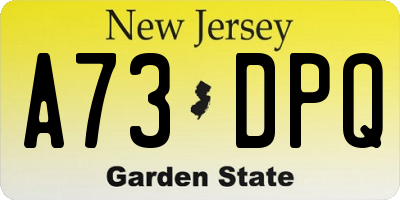 NJ license plate A73DPQ