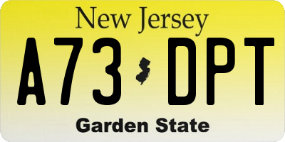 NJ license plate A73DPT