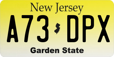 NJ license plate A73DPX