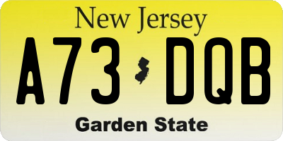 NJ license plate A73DQB