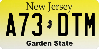 NJ license plate A73DTM