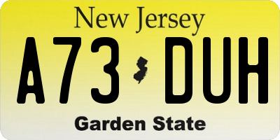 NJ license plate A73DUH