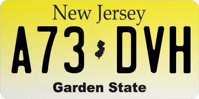 NJ license plate A73DVH