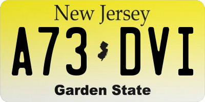 NJ license plate A73DVI