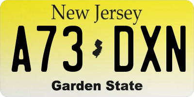 NJ license plate A73DXN