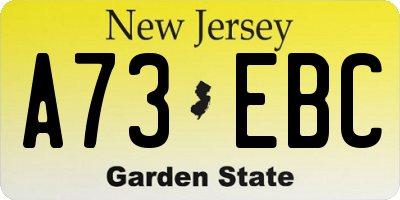 NJ license plate A73EBC