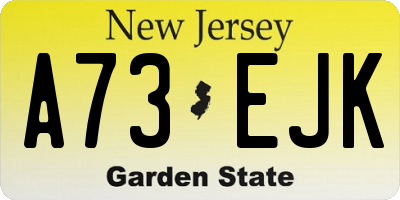 NJ license plate A73EJK