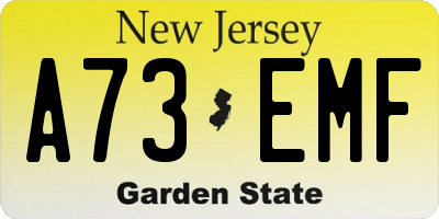 NJ license plate A73EMF