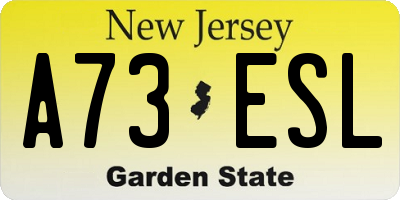 NJ license plate A73ESL