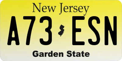 NJ license plate A73ESN